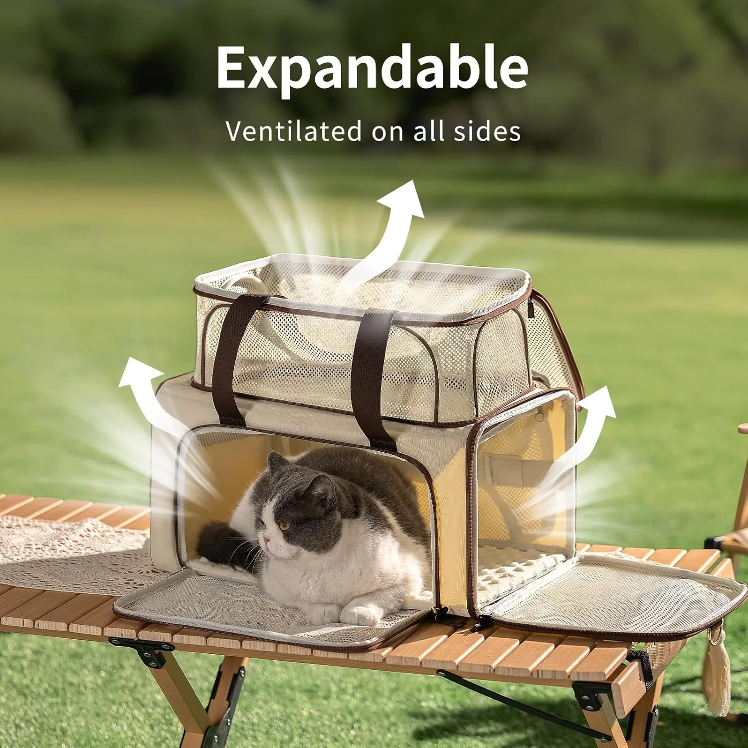 Airline Approved Pet Carrier for Cats, Expandable Dog Carrier Soft-Sided Carrier for Small Cats and Dogs with Extra Large Foldab