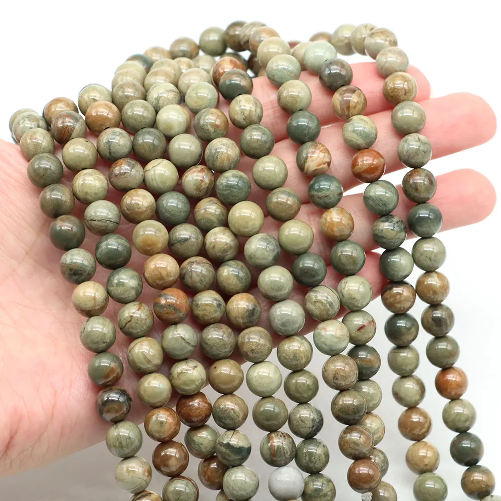 Natural Stone Beads Lava Amazonite Turquoises Agates Silver Leaf Jasper Bead For Jewelry Making DIY Bracelet Necklace 4 6 8 10MM