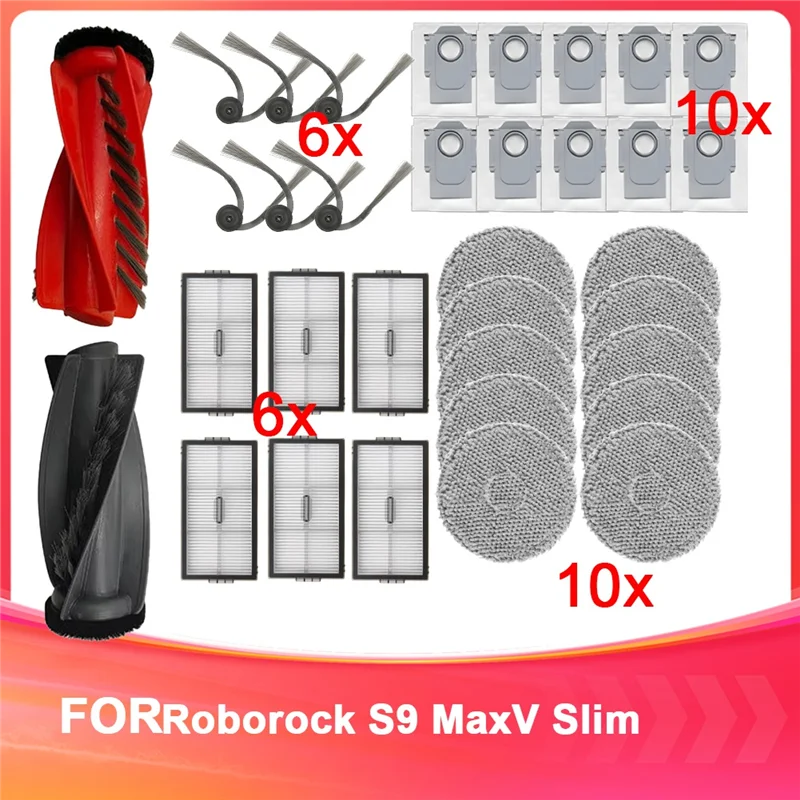 

X11A Compatible For Roborock S9 Maxv Slim Replacement Main Side Brush HEPA Filter Mop Pads Dust Bag Spare Parts Accessories
