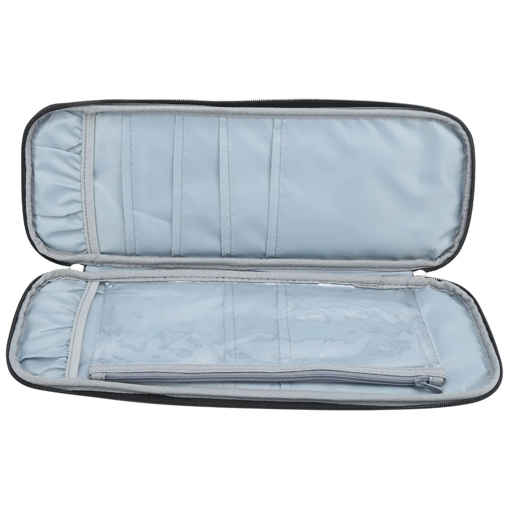 Durable Oxford Cloth Knitting Needle Case Gray Zippered Pouch Travel Organizer Bag Crochet Storage Bag For Knitting Lovers