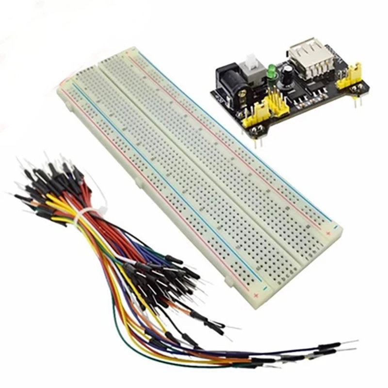 

3pcs/Lot 3.3V/5V MB102 Breadboard Power Module + MB-102 830points Solderless Prototype Bread Board kit +65 Flexible Jumper Wires