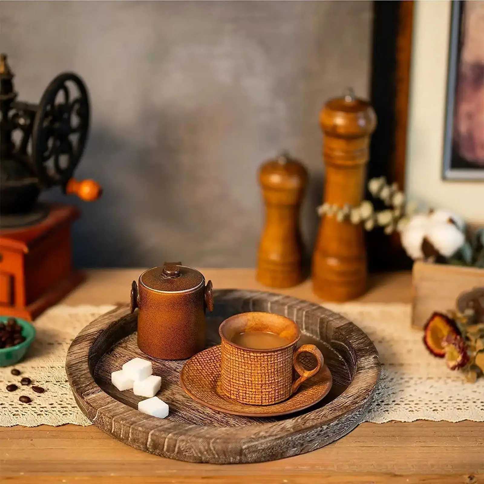 Wood Serving Platter 28.5cm Wooden Serving Tray for Fruit Vegetables Perfume