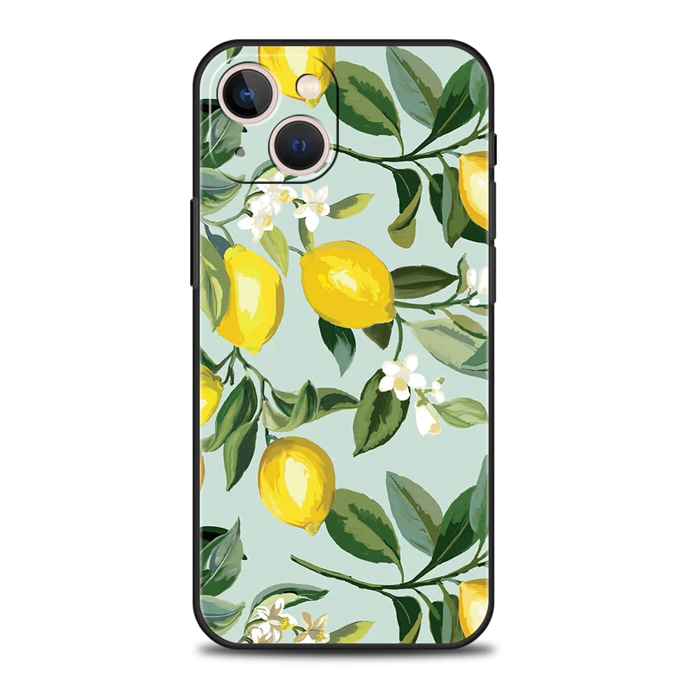 Mediterranean Lemon Phone Case for iPhone 16 15 14 13 12 Pro Max 11 Pro Max 7 8 Plus XS XR Shockproof Soft Shell Capas Bag