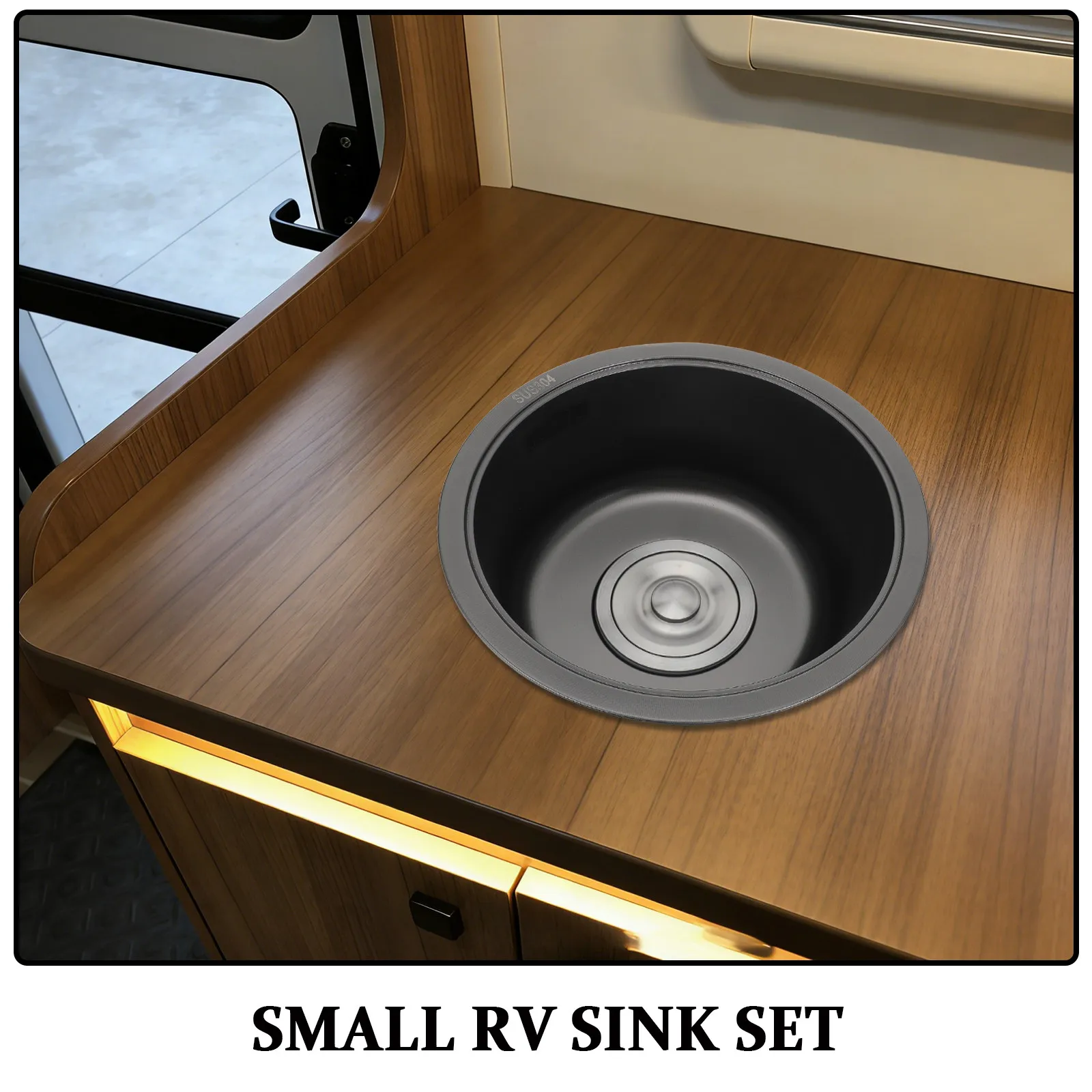Mini Stainless Steel Sink Compact Kitchen Round Bowl **compact Sink** Camper Bathroom Cafe Bar Rv