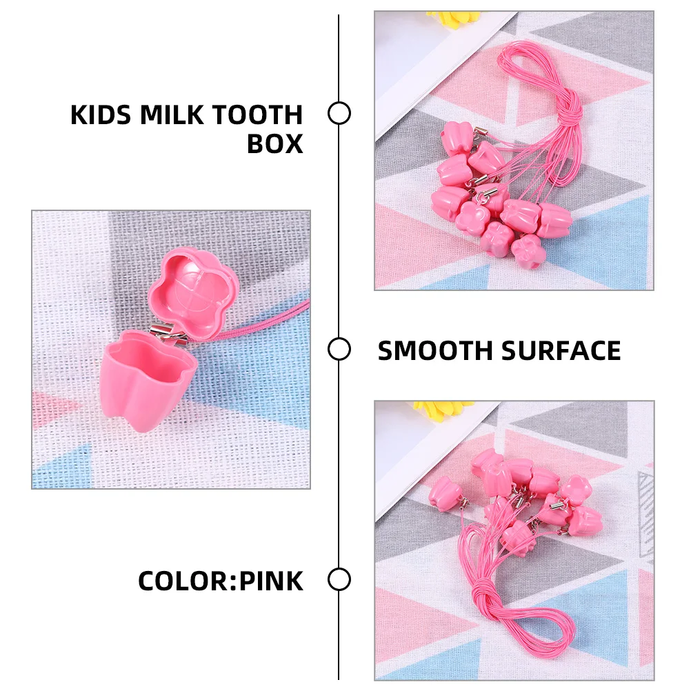 

12 pcs Milk Tooth Storage Box Kids Baby Tooth Holder Case Deciduous Teeth Necklace Reusable Safe Plastic Party Favor Gift