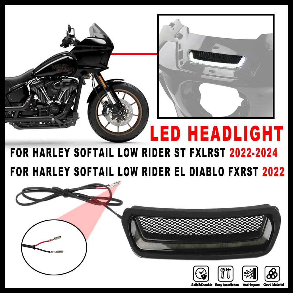 

For Harley Softail Low Rider ST El Diablo FXRST FXLRST 2022 2024 Motorcycle 100% BrandNew White Tracer Headlight Vent Accent LED
