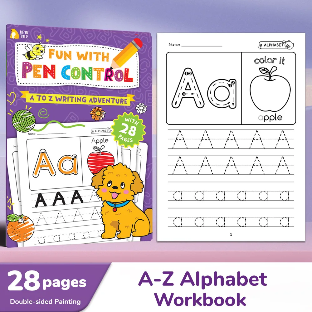 Alphabet Preschool Color Children's Preschool Writing Drawing Workbook English  Calligraphy Pen Control Training Copybook