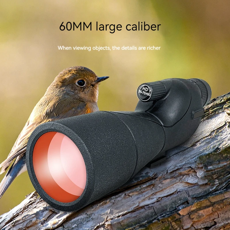 Single Tube Telescope Target Observation Mirror Bird Observation Mirror 25-75X60 Stepless Zoom Ed High-Definition Photography