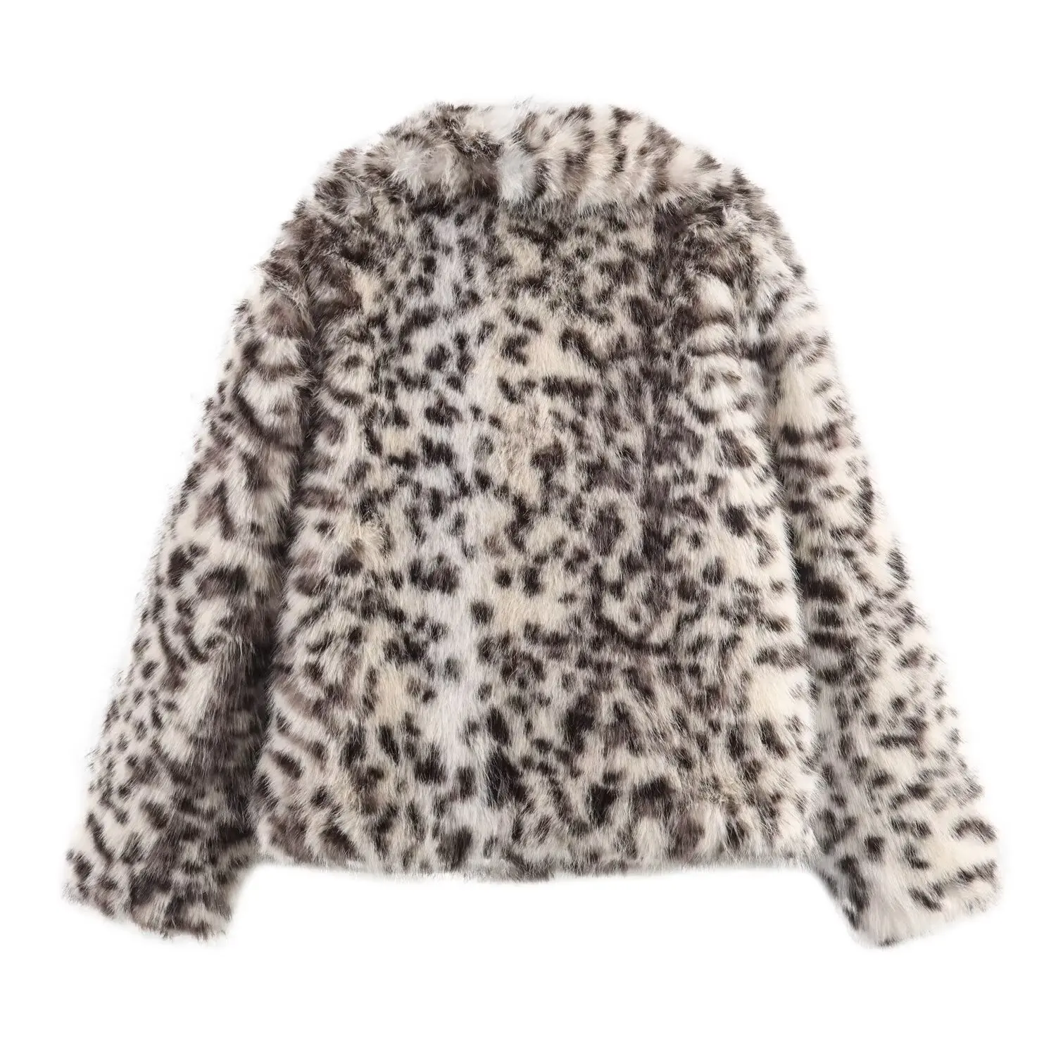 2025 Fashion New Arrival Women's Winter Warm Coat Stylish Long-Sleeve Oversized Warm Coat Leopard Print Faux Fur Coat Women's Tr