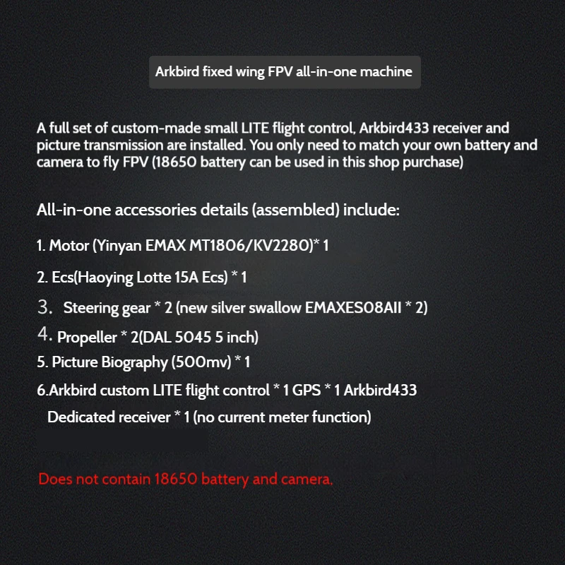 Arkbird-Asa fixa FPV em um com GPS, Flight Control Chart, Transmissão RTF Dji Óculos, disponível