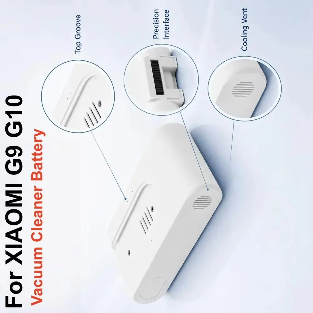 25.2V 5000mAh Rechargeable Lithium‑Ion Replacement Battery Pack for Xiaomi Mijia G10 G9 Wireless Vacuum Cleaner Spare Parts