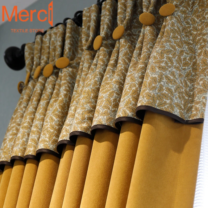 

Chenille Velvet Blackout Curtain Modern Minimalist Light Luxury Orange Fantasy Curtains for Living Dining room Bedroom Custom