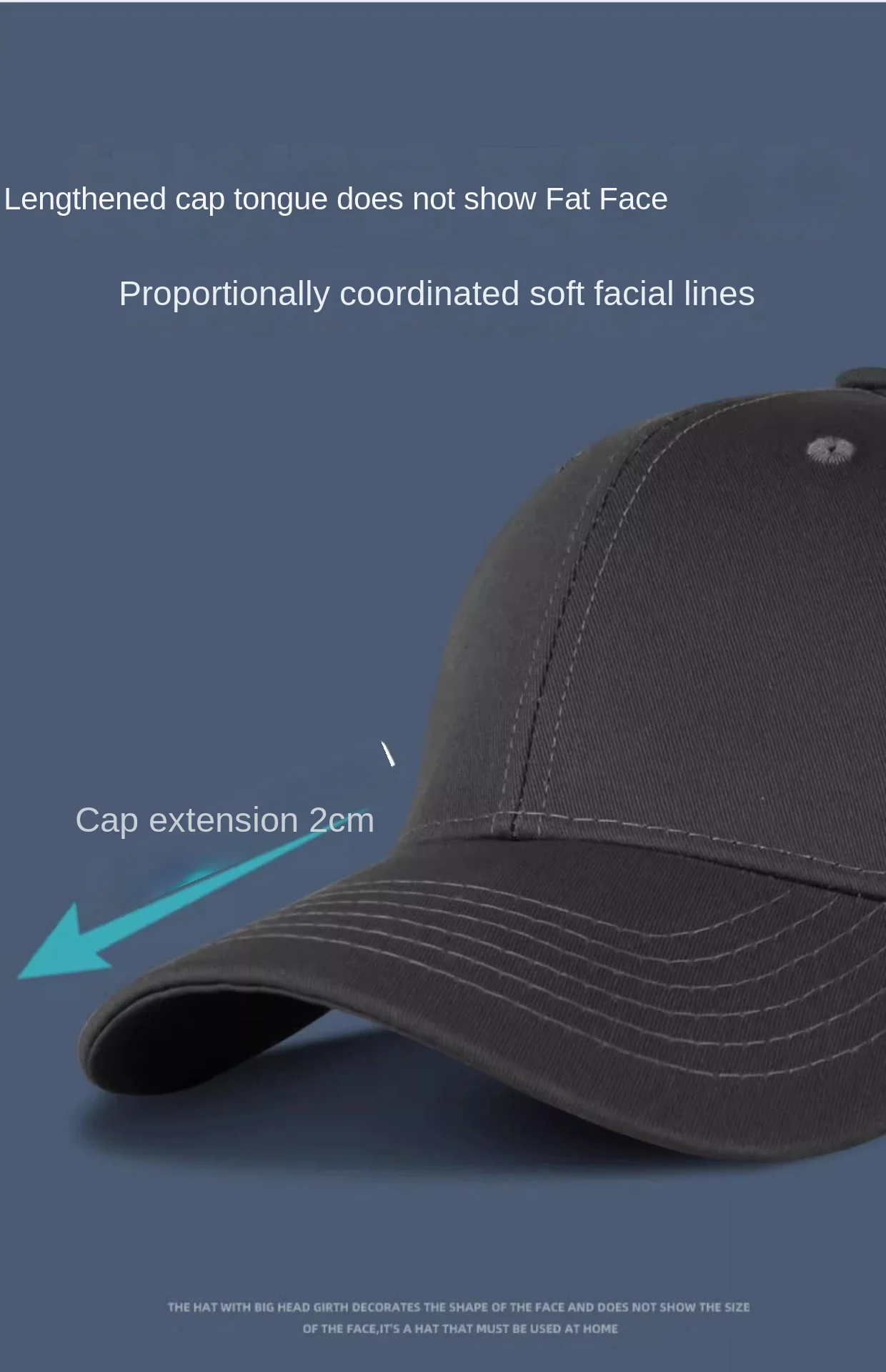Baseballkappen mit großem Kopf für Männer und Frauen, flaches Profil für den Alltag, Snapback, für Erwachsene, Outdoor-Sport, Vintage, Oversized, Übergröße – Detail 5