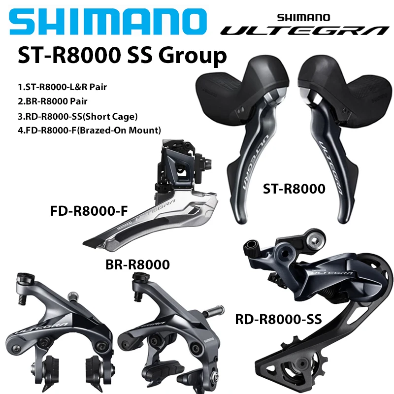 SHIMANO ULTEGRA R8000 R8020 2x11 Speed Groupset Left+Right Shifter Front+Rear Derailleur SS / GS Brake Caliper Road Bike Parts