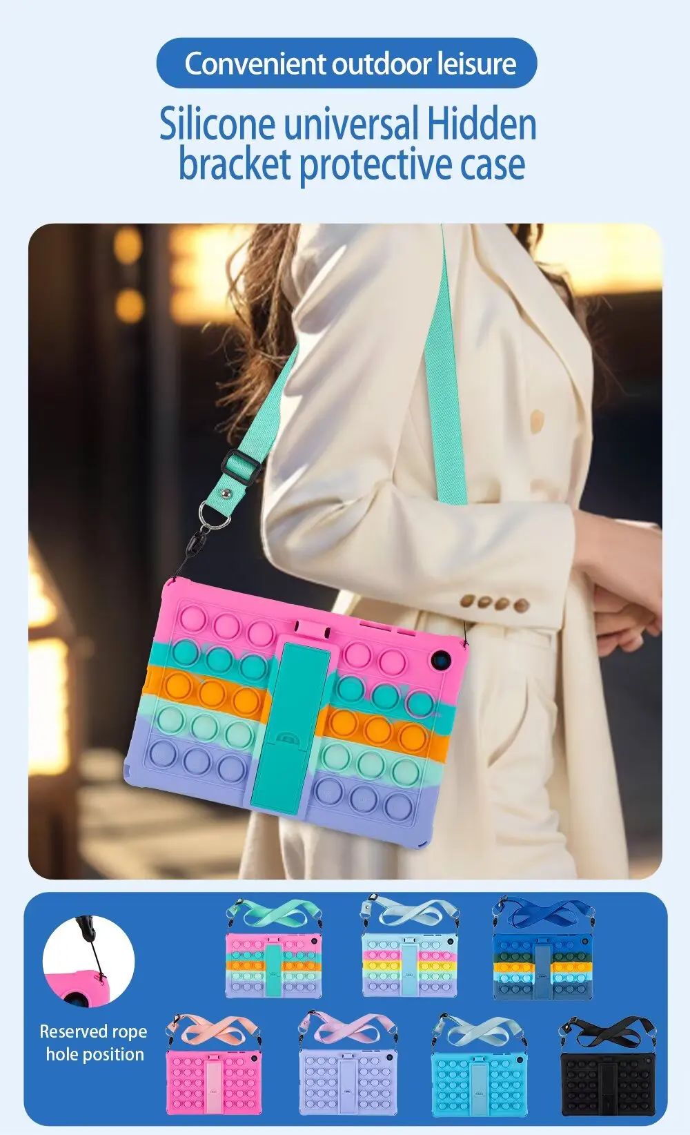 Kids Silicone Case for Samsung Galaxy Tab A9 Plus 11 inch SM-X210 SM-X216B SM-X218U Bubble Bracket Tablet Cover with Strap & Pen