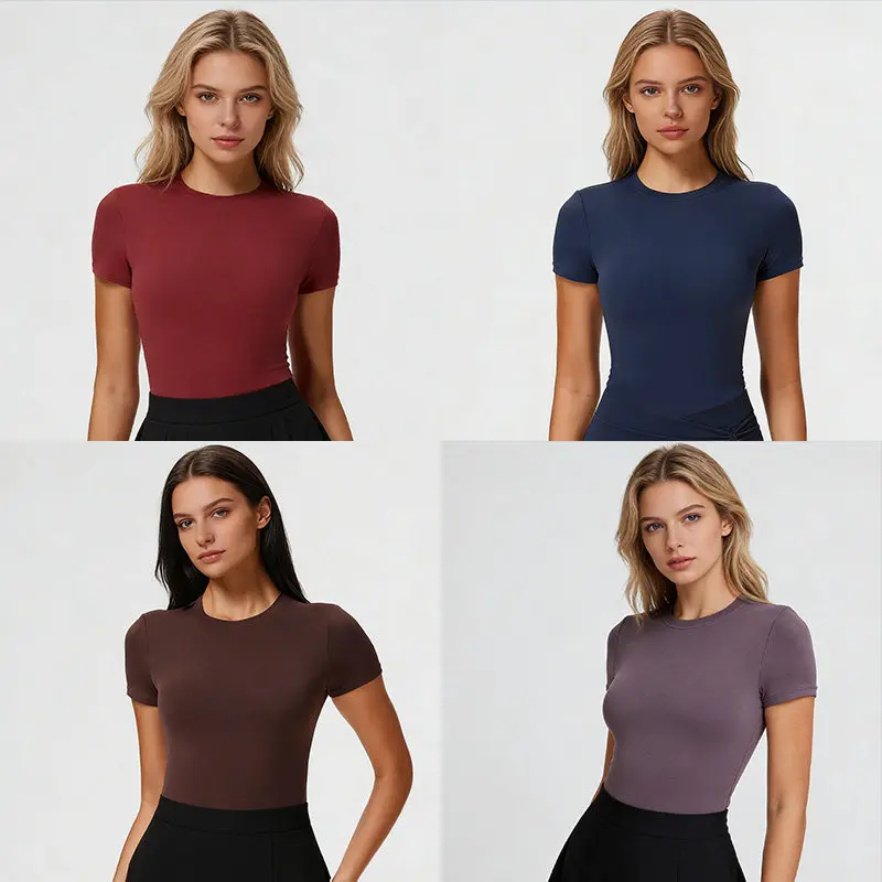 

2026 New Latin Dance Tops For Women Short Sleeved Practice Clothes Chacha Rumba Tango Dress Adult Female Latin Costumes DQS22340