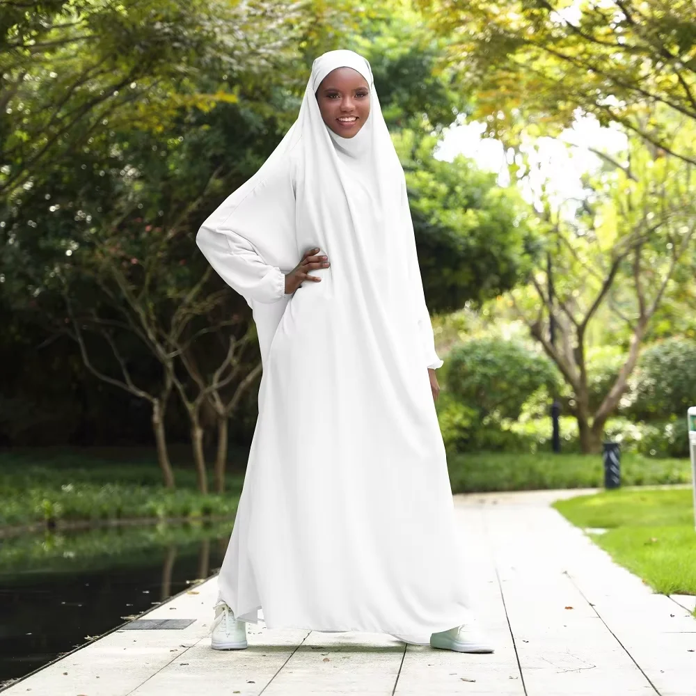 Muslim Women Hooded Prayer Dress Eid Burqa Ramadan Abayas Overhead Islamic Traditional Clothing Arabic Robe Abaya Kaftan Gown