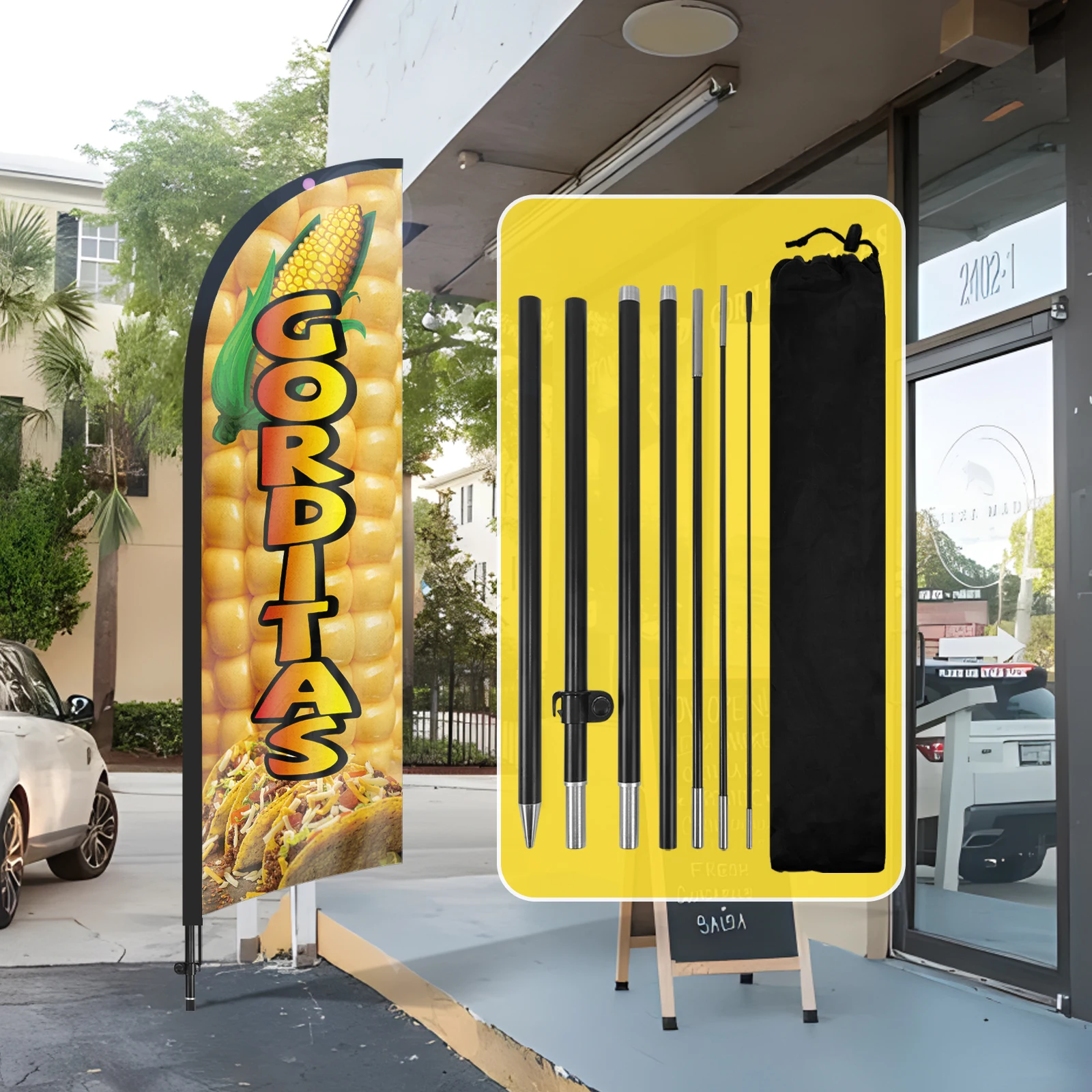 FSFLAG 1PCS 280CM The Gorditas Feather Flag with Flagpole Advertising Outdoor Banner Decoration for Businesses