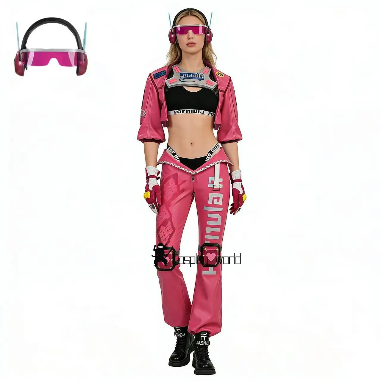

Psylocke Costume Cosplay Disguise Pink Hair Adult Woman pink leather jacket pant set Halloween