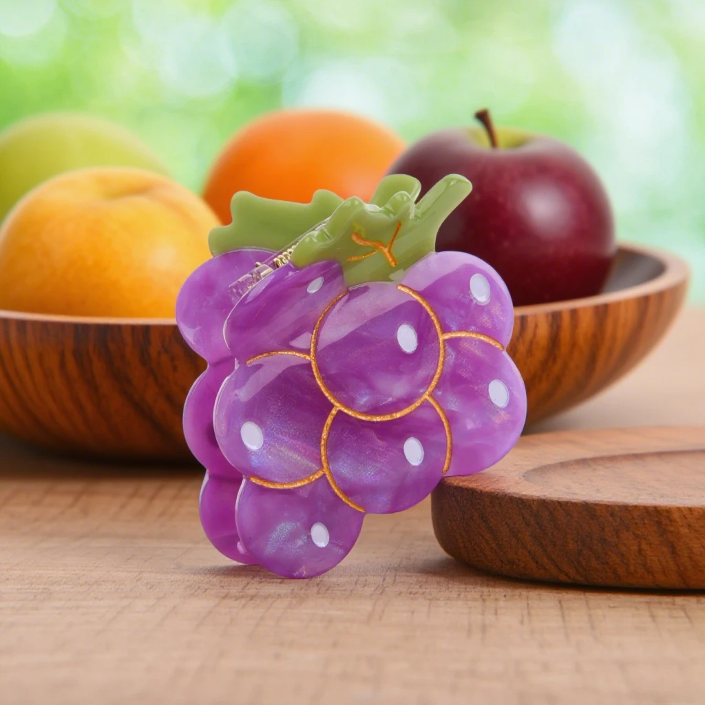 

2025 NEW Summer Fruit Series Grape Hair Claw Eco-friendly Acetate Claw Clips Trendy Hair Clips for Women Girls Hair Accessories