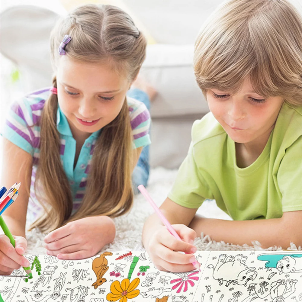 Kinder Zeichen rolle DIY Farbe Füllung Graffiti Färbung Papierrolle für Kind DIY Malerei Zeichnung Leinwand frühen Lernspiel zeug