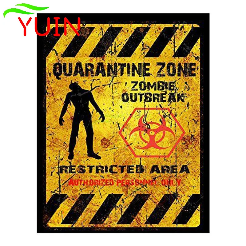 Cars Styling Funny QUARANTINE ZONE ZOMBIE OUTBREAK Car Sticker Personalized Decoration PVC Auto Accessories Waterproof 11*9cm