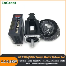 1.2-3.8KW AC 220V/380V Servo Motor Drive Kit 110ST-M04030/110ST-M05030/110ST-M06030/130ST-M07725/130ST-M15015  4-15Nm 3000rpm