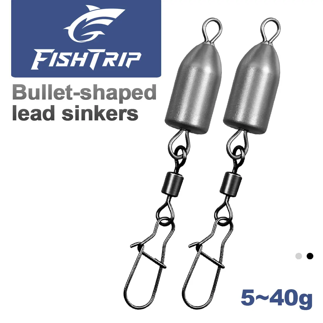 FishTrip 1Pç Chumbada de Chumbo em Formato de Bala para Vara de Pesca com Conectores Interlock Snap, Anzóis de Explosão e Montagens Drop-Shot