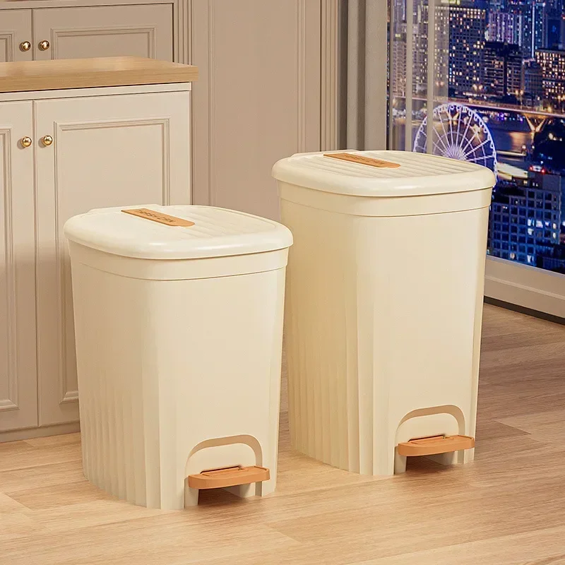 Kitchen Trash Can Household High-end Sense High-value Living Room with Cover Large Bathroom Toilet Pedal Trash Can