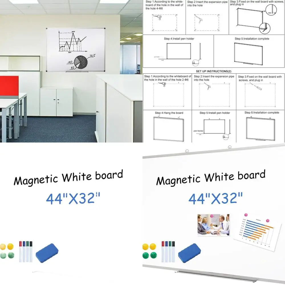 

Aluminum Framed 32x44 Magnetic Dry Erase Board - Versatile Whiteboard for Home, Office, and School