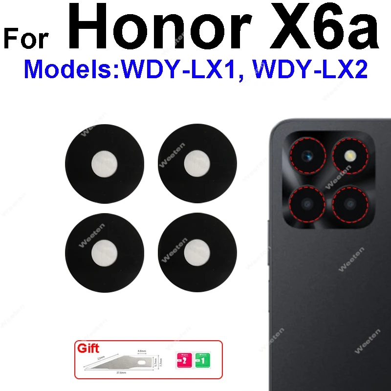 Rear Camera Glass Lens With Adhesive Sticker For Honor X9a X8a X7a X6a X9b X8b X7b Back Camera Lens Glass Lens Replacament Parts