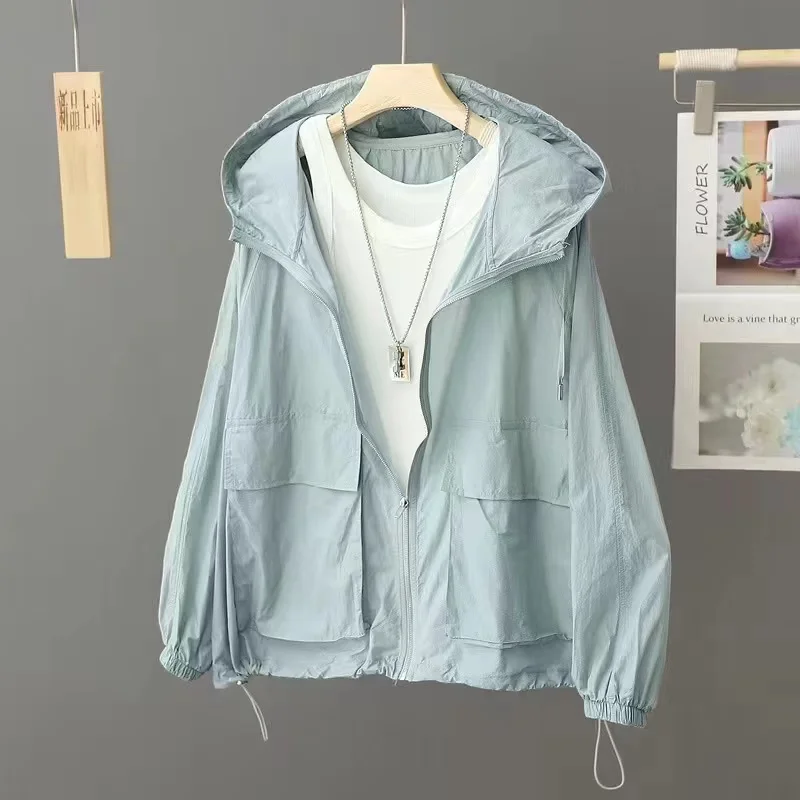 Women Sunscreen Coat New Loose Large Size Breathable Sun-Protective Clothing Jacket Fashion Outdoor Thin Quick-Drying Top Female