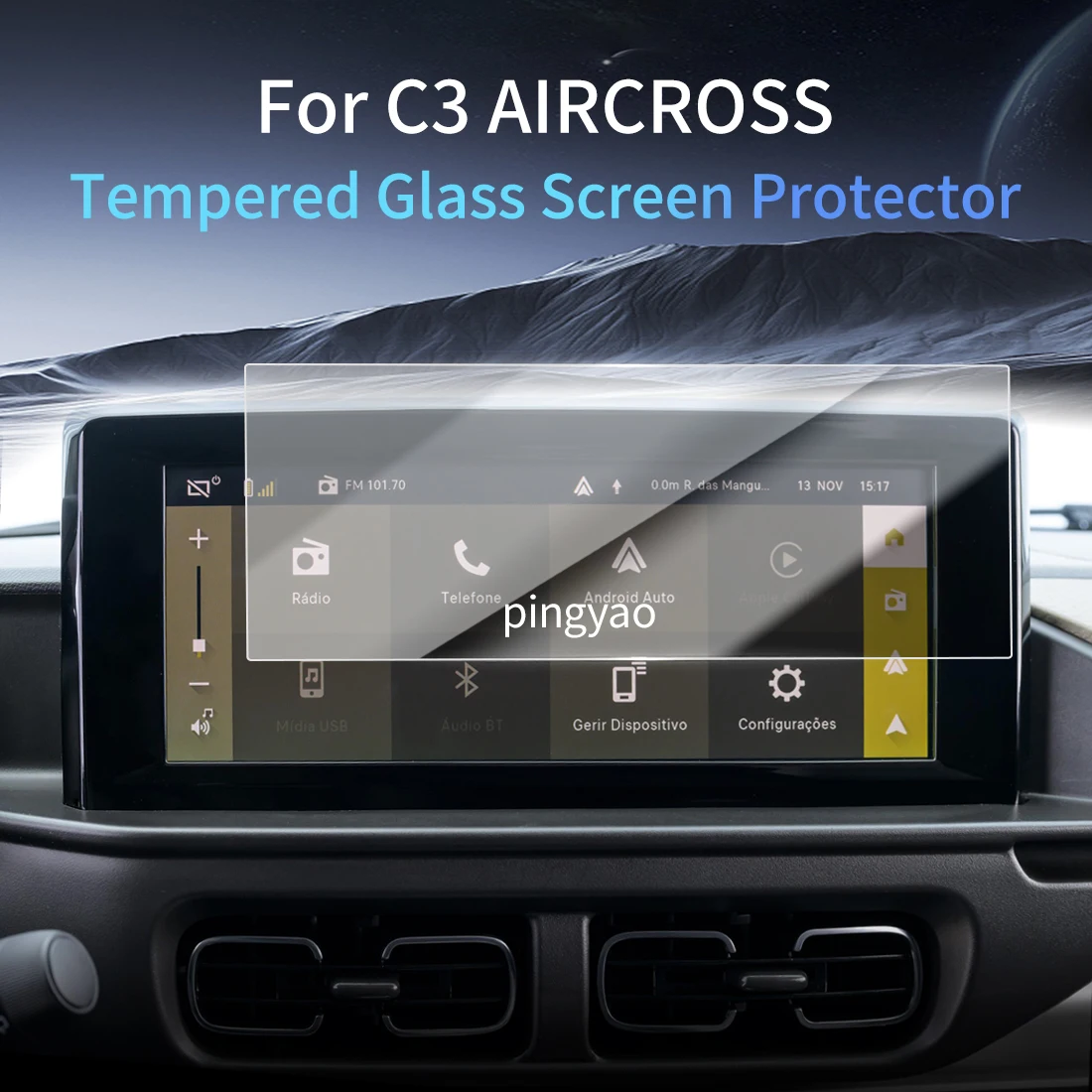 

Car Sticker Screen Protector Navigation Display Tempered Glass Protective Film Car Vehicle For24 Dongfeng Citroen C3 AIRCROSS