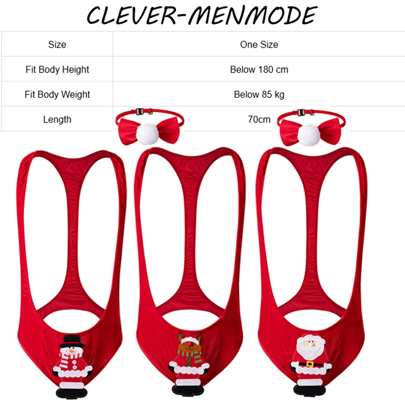 ชุดจั๊มสูทสุดเซ็กซี่สำหรับผู้ชายคอสเพลย์แนวฮิปฮอปคริสต์มาส BDSM T-Back เครื่องแต่งกายอีโรติกจีสตริงกางเกงชั้นในแบบกลวงชุดสำหรับใส่ไปคลับ