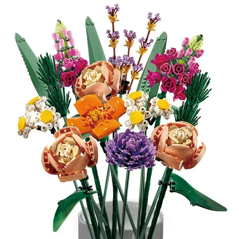 Building blocks flourish eternal flowers decorative bouquet arrangement assembled girl ornament model toys gift Low price