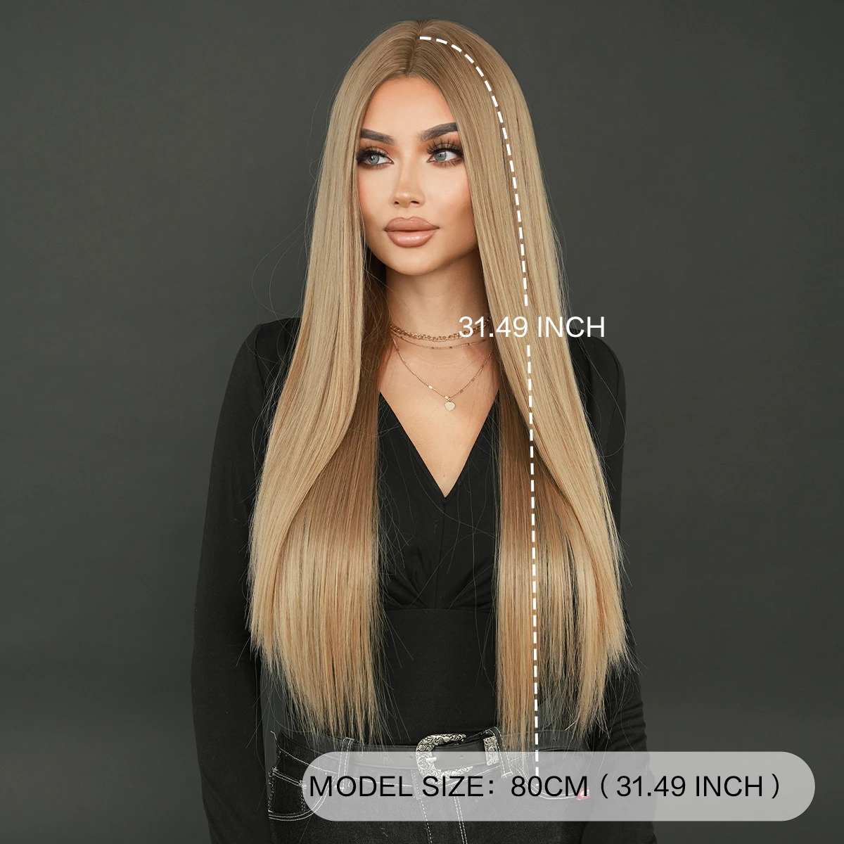 NAMM Long Straight Brown ﻿Wig For Women  Daily Use Party Blone Gradient With Bangs High Density Synthetic Heat Resistant Wigs