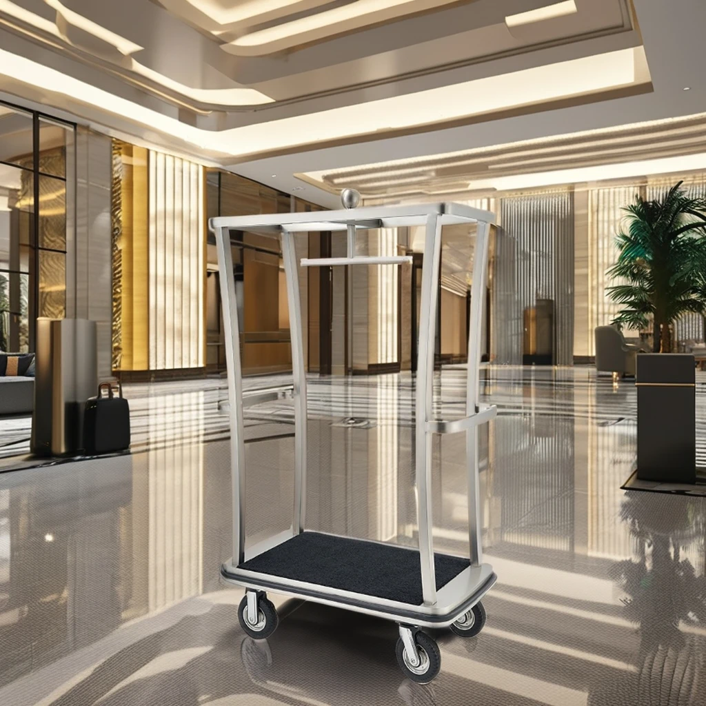 

Heavy duty stainless steel luggage cart Hotel luggage cart Stylish design for easy travel