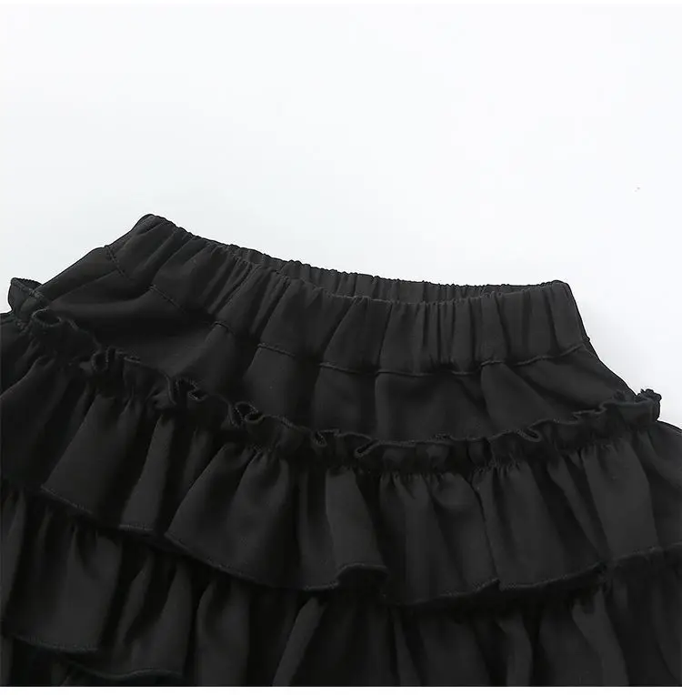 Sommer-Mädchenrock mit Volants, Einfarbig mit Elastischem Bund, Hochwertiger Plisseerock im Preppy-Stil für Junge Mädchen, Tanzrock – Detail 11