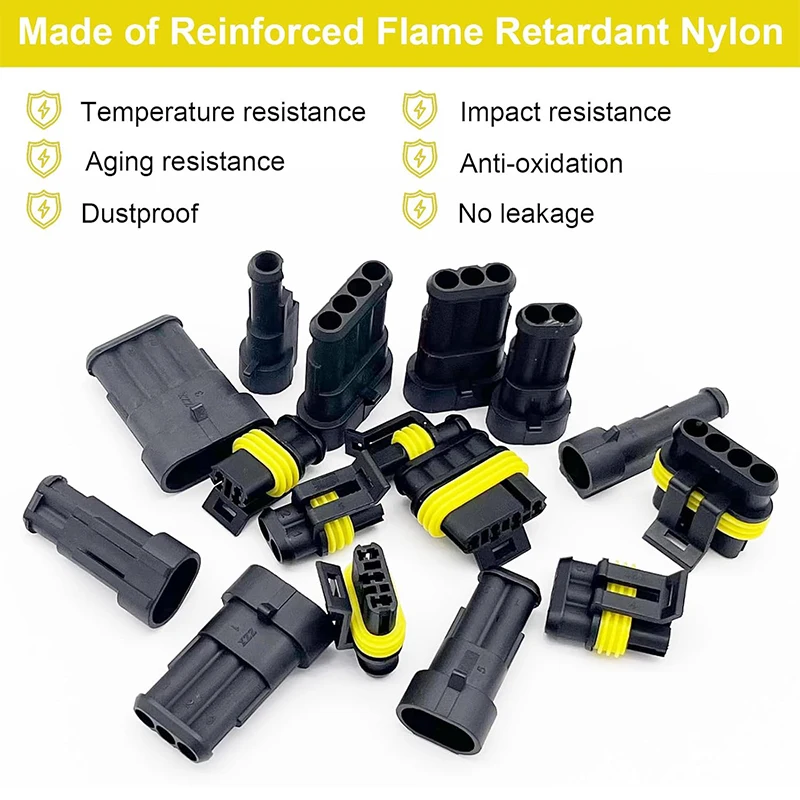 352Pcs 방수 자동차 전기 커넥터 터미널 자동차 전기 와이어 커넥터 플러그 키트 1/2/3/4 핀 커넥터