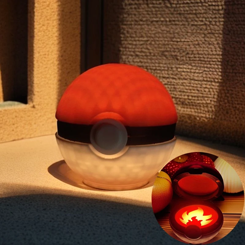 

Ночник Pokemon Pokeball, аниме, 3d настольный атмосферный светильник, мультяшный светильник для спальни, детский сенсорный регулируемый светильник, зарядка через USB, подарок