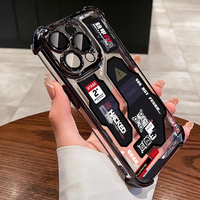 Mecha-Style Graffiti Electroplated Airbag Phone Case For iPhone 11 12 13 14 15 16 17 Pro Max Plus 17 Air Clear Silicone Cover