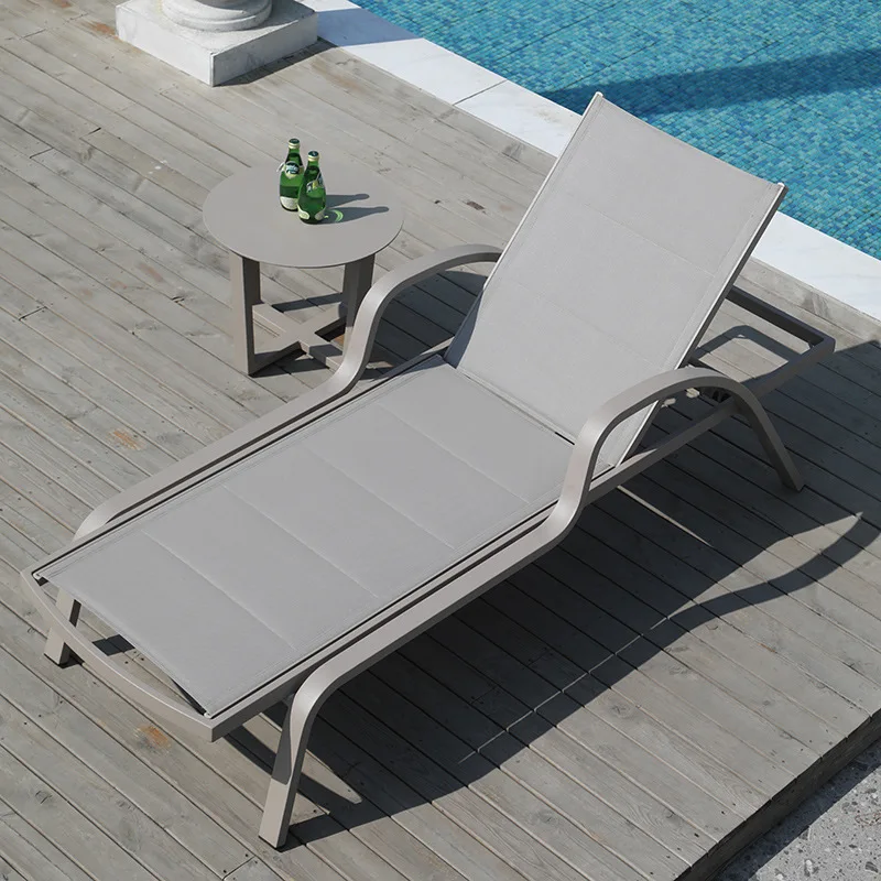 

Outdoor Lounger Beach Chair Outdoor Hotel Swimming Pool Lounger Balcony Courtyard Leisure Aluminum Alloy Folding Lounger