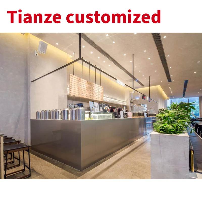 

(Customized) Luxury Bubble Tea Kiosk Shop Decoration Store Interior Design Milk Tea Kiosk Store Fixtures Boba Tea Kiosk