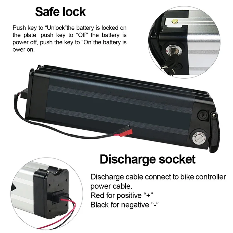 Silver Fish Lithium-Akku für Elektrofahrräder, 36 V, 48 V, 19,2 Ah, 17,5 Ah, 13 Ah, 18650, 250 W, 350 W, 500 W, 1000 W, Nabenmotor – Detail 8