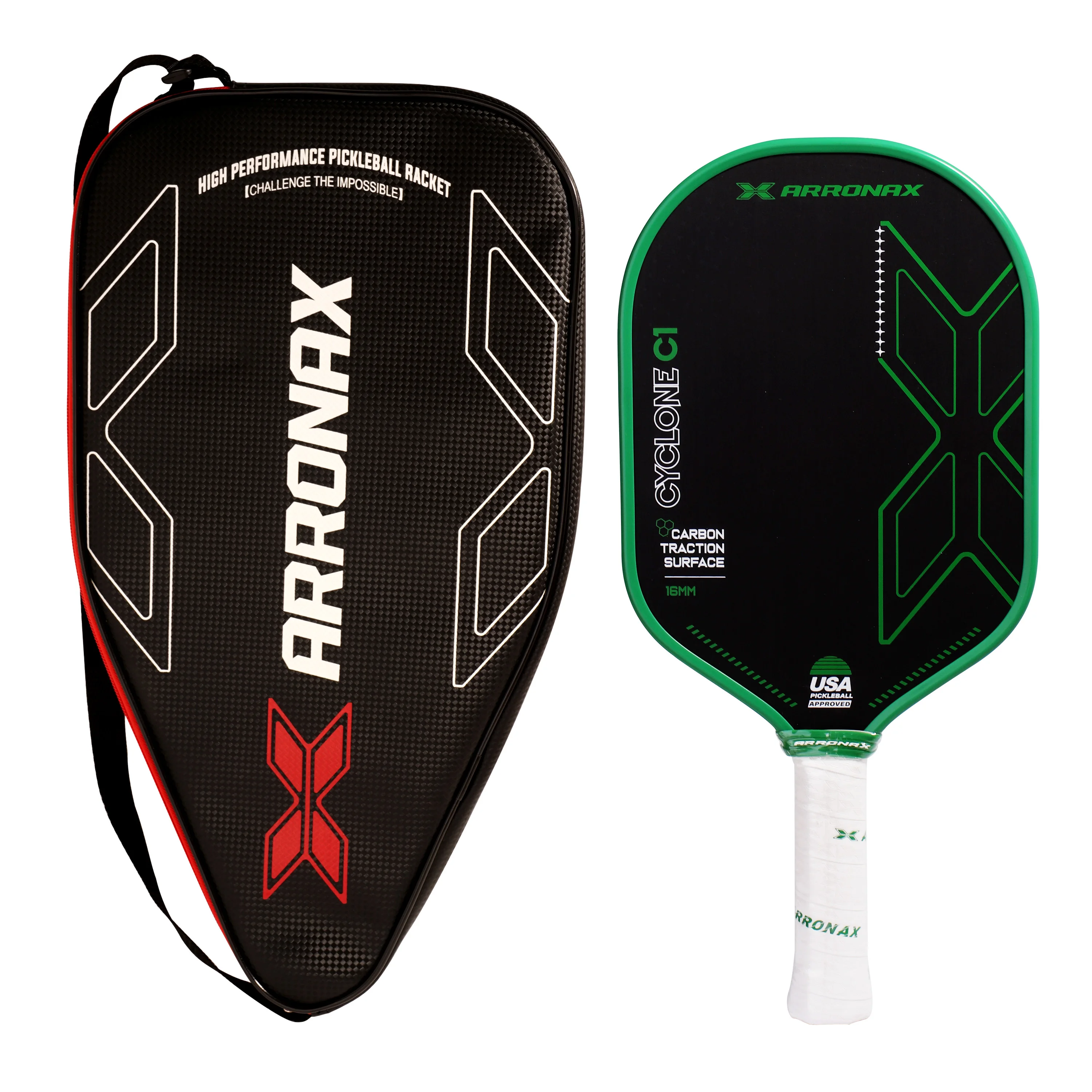 Professional ARRONAX Thermoformed Usapa PP Honeycomb Pickleball Paddle Carbon Friction Surface 16MM Elongated Hybrid Foam Edge