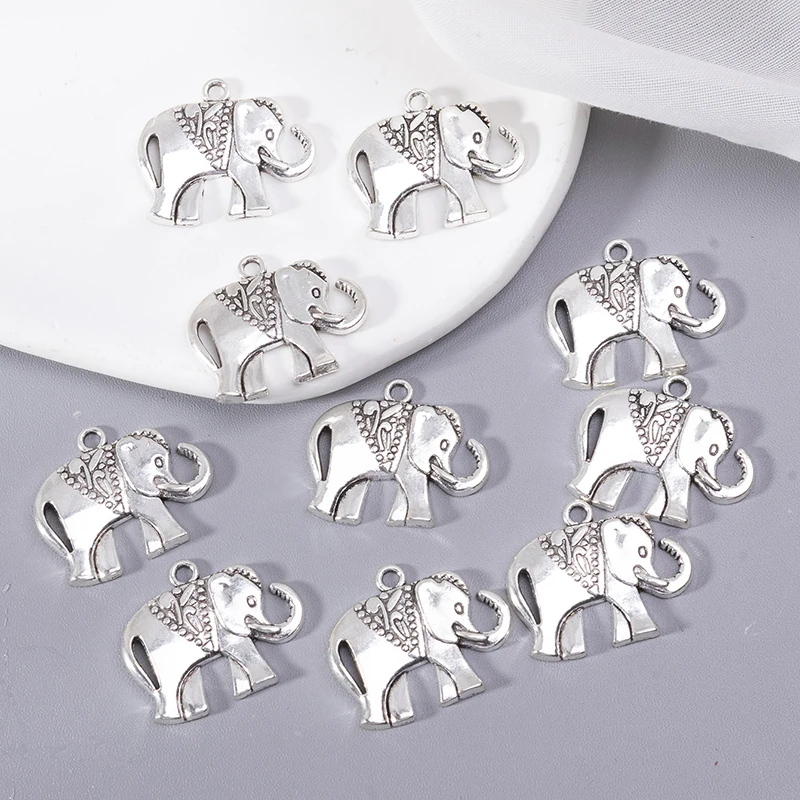 10 Stuks Zilverkleurige Metalen Legering Bedels Kleine Olifant Bedels Hanger Fit Sieraden Dier Hanger Charmes Accessoires