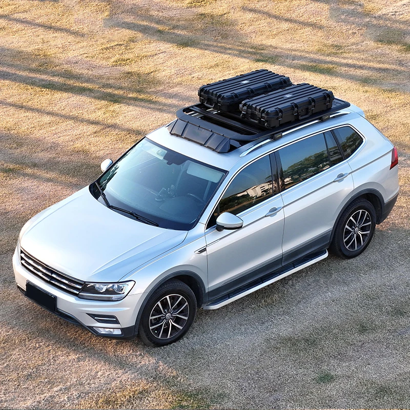 Aluminum Alloy Car Roof Cargo Luggage Rack Baskets Side Ladder Side Box for Tiguan 2010-2017