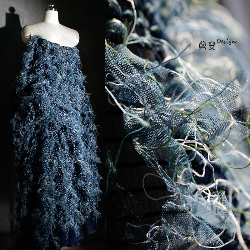 

Tassel Woven Small Wave Mesh Fabric for Skirt Decoration Background Clothing Designer Fashion Apparel Diy Sewing Cloth Per Meter