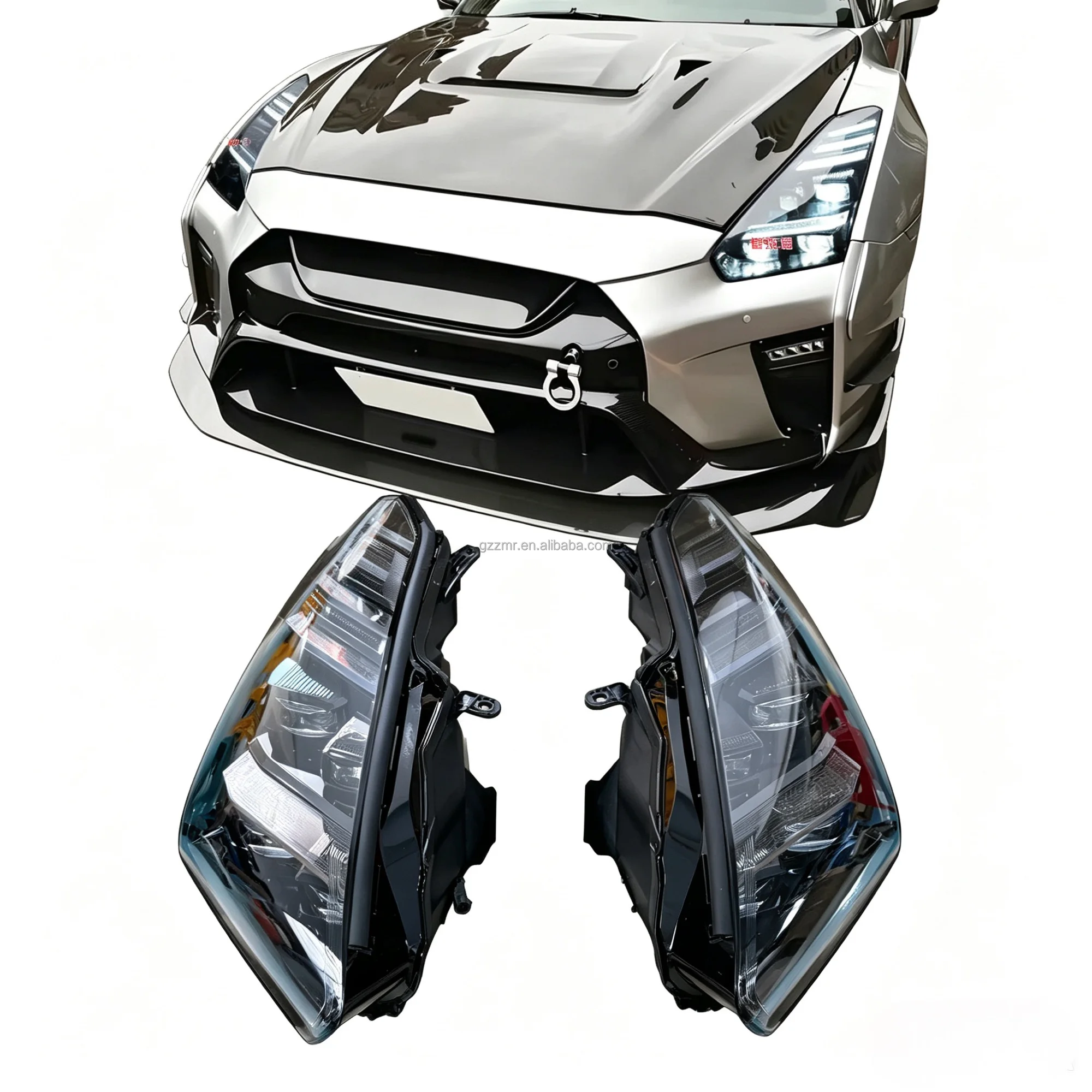 For GTR R35 2007-2024 Upgrade LED Headlamp Racing Style Front Light Assembly Exterior Accessories