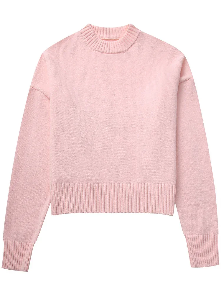 Tossy Pink Knitwear Sweater Pullover For Women Long Sleeve Fashion Loose Patchwork Cute Y2k Top Female Knit Elegant Pullover New